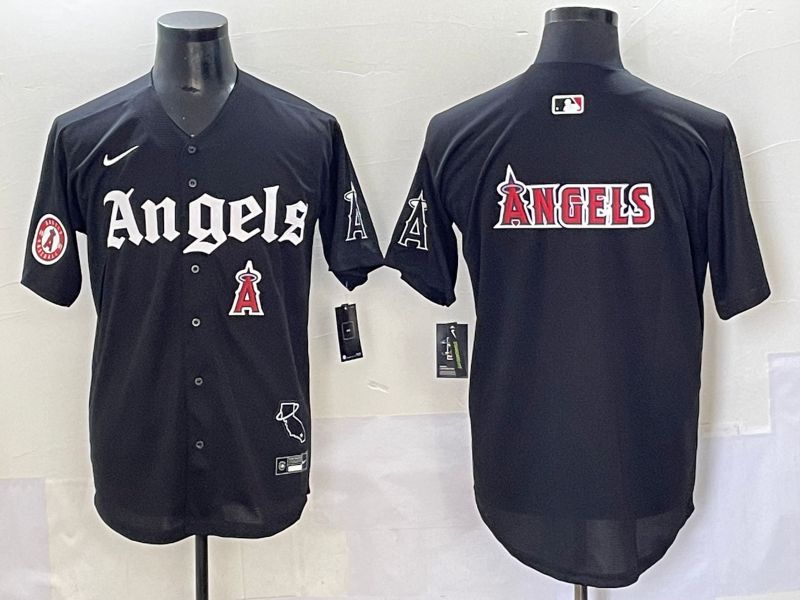 Men 2025 Los Angeles Angels Blank Black Five generations Joint Name Nike MLB Jersey style 16->los angeles angels->MLB Jersey